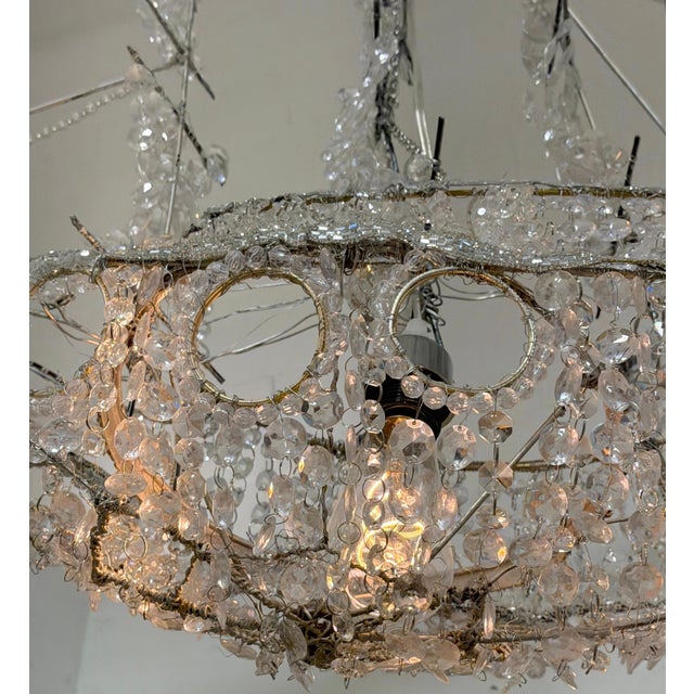Glass Italian Vintage Venetian Style Lucite Crystal Ship Motif Chandelier For Sale - Image 7 of 18