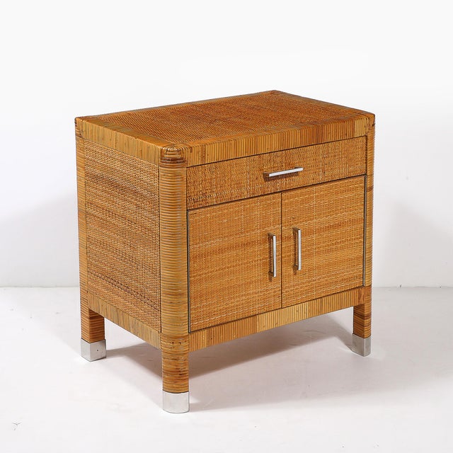 Mid-Century Modern Rattan & Bamboo Wrapped Nightstands Signed Bielecky Brothers For Sale - Image 16 of 18