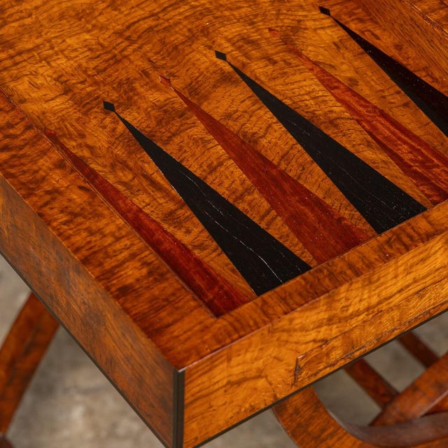 Vintage English Burr Walnut Folding Backgammon Table by Dunhill, 1960 For Sale - Image 14 of 18