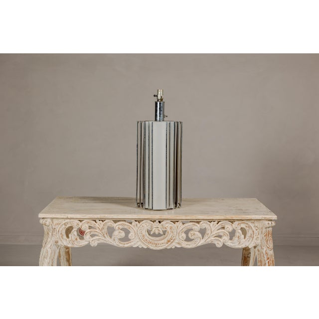 Metal Mid 20th Century Art Deco Style Skyscraper Table Lamp with Two Lights For Sale - Image 7 of 12