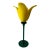 Vintage Murano Style Art Glass Tulip Flower Vase | Sunshine Yellow & Emerald Green | Long Stem Figurine | MCM Floral Decor | Blown Glass Flower Gift For Sale
