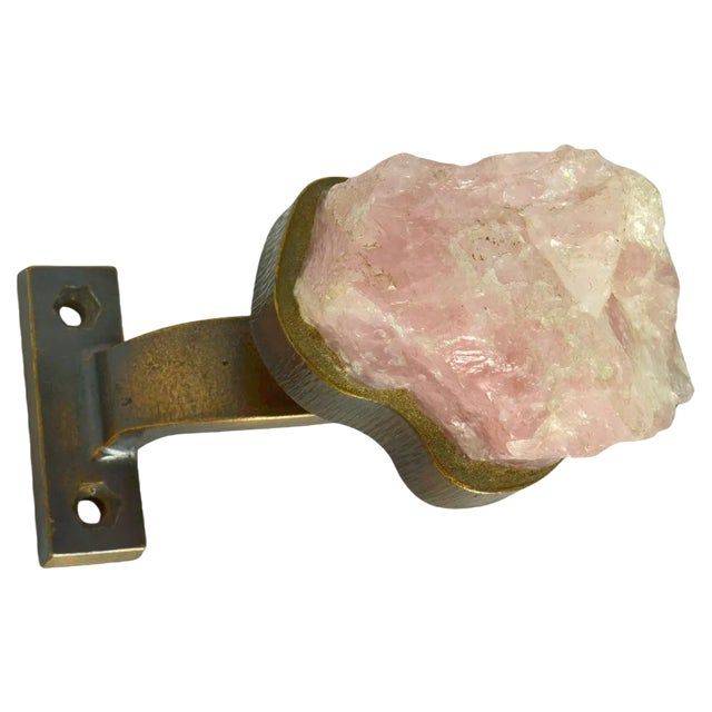 Rose Quarz and Bronze Push Pull Door Handle, 1970s For Sale
