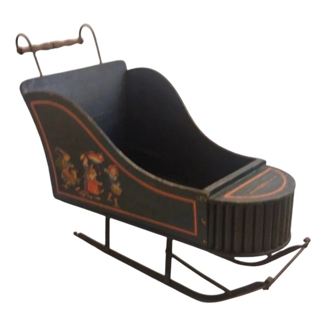 Vintage Black Wood Sled For Sale