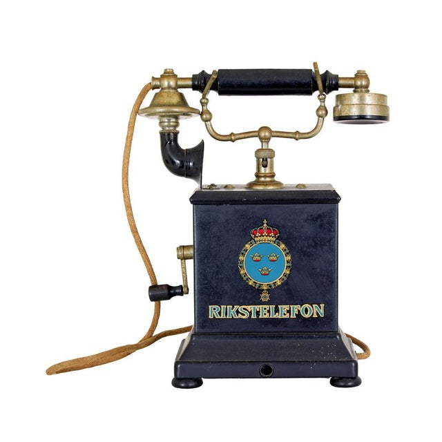 1900 - 1909 Early 20th Century Swedish Metal Telephone from Rikstelefon, 1900s For Sale - Image 5 of 9