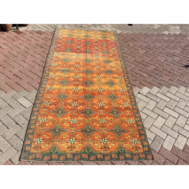 Vintage Burnt Orange Hand Knotted Area Rug - 53" X 120" For Sale - Image 9 of 9