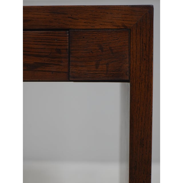 Henredon Oak Campaign Style 1 Drawer Writing Desk For Sale In Philadelphia - Image 6 of 18