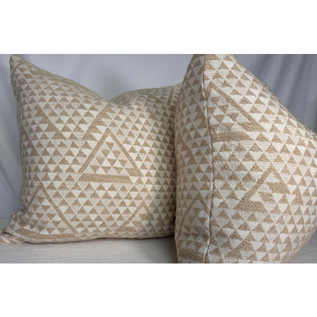 Transitional Christopher Farr Cloth "Camino Real Indoor Woven" in Natural 22" PIllows-A Pair For Sale - Image 3 of 3