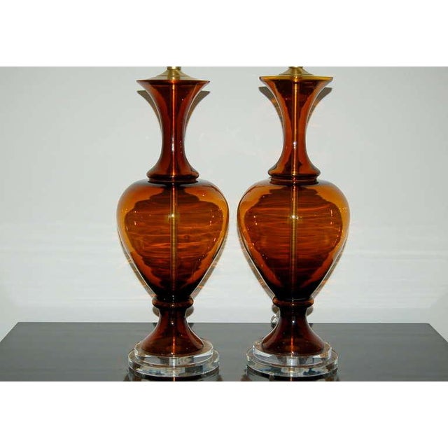 The Marbro Lamp Company Vintage Swedish Glass Lamps Brown For Sale - Image 4 of 9