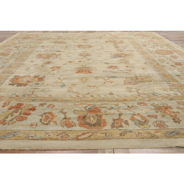 Tan Vintage Modern Turkish Oushak Rug - 11'10 X 15'06 For Sale - Image 8 of 9