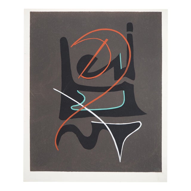 César Domela, Abstract Writing, Lithograph and Stencil For Sale