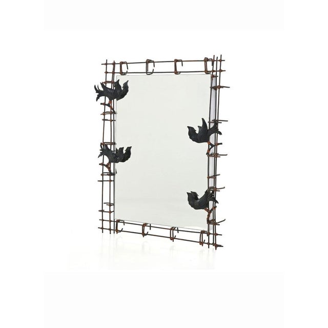 Rectangular Mirror with Wrought Iron Props, 2000s For Sale - Image 3 of 16