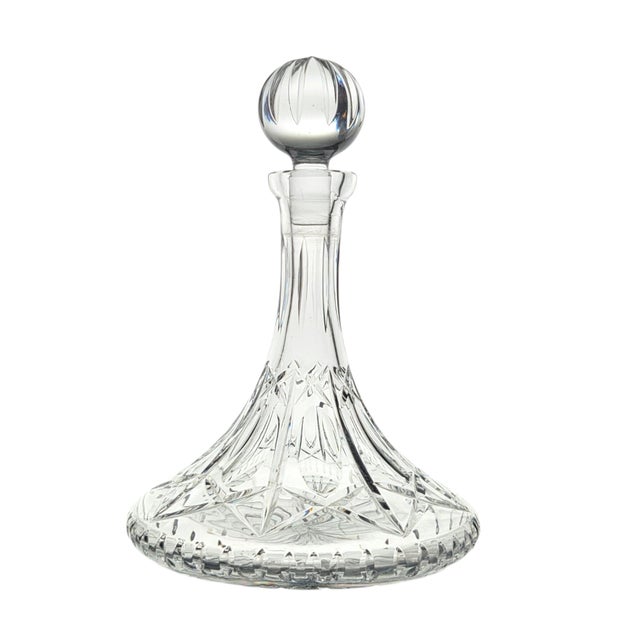 Tyrone Crystal Antrim Glens ship's whiskey decanter with its original faceted crystal ball stopper, handcrafted in Ireland...