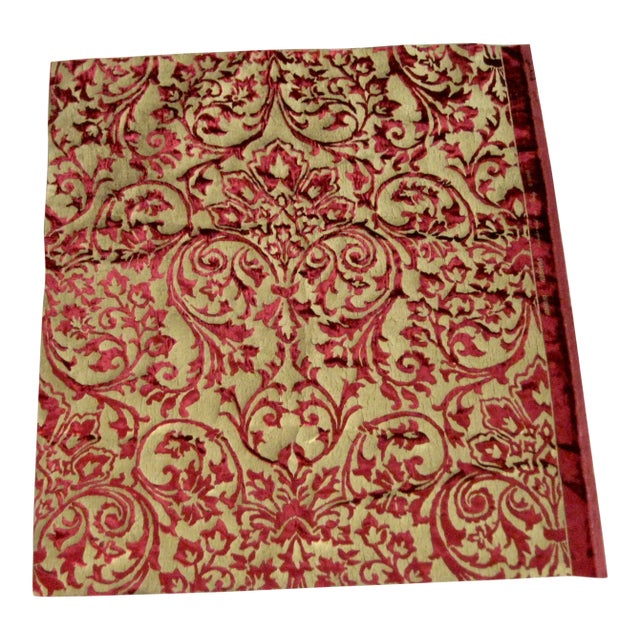 Gold Silk Italian Hand Printed Ardecora Velvet 1.68 Yard Coupon For Sale