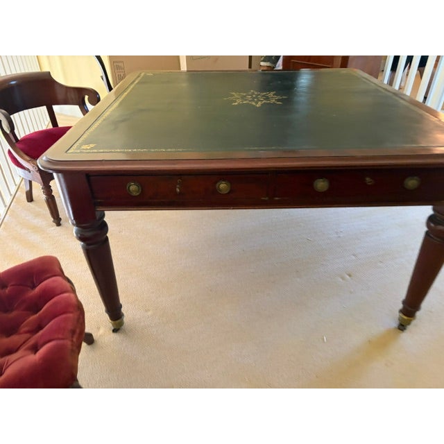 Mid 19th Century Antique English Mahogany Double Writing Desk (Partners Desk) For Sale - Image 5 of 7