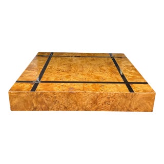 Milo Baughman Attr Burlwood & Chrome Floating Coffee Table Vintage Mid Century For Sale