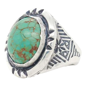 Vintage Old Pawn Navajo Sterling Silver and Turquoise Cabochon Ring
