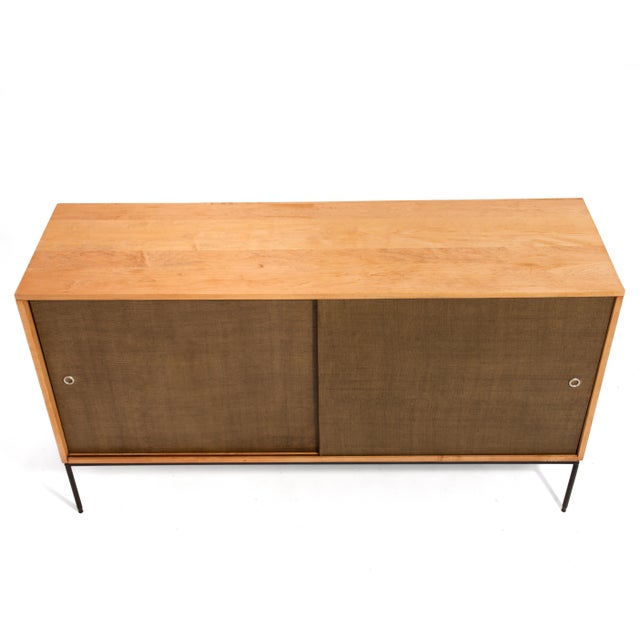 Paul McCobb Winchendon Furniture Planner Group Grasscloth Iron Base Credenza Unmarked Mid Century For Sale - Image 14 of 18