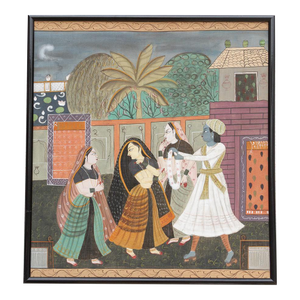 Framed Vintage Indian Night Scene Painting