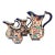 Complete set of 5 reproduction Victorian Imari style mason ironstone pitchers in rich orange, teal, and indigo and...
