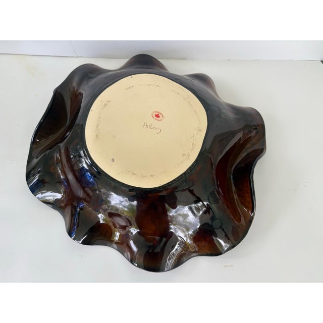 Vintage Hilborn Pottery Canada Drip Glaze Centerpiece Bowl, Handcrafted Studio Art Ceramic For Sale - Image 4 of 5