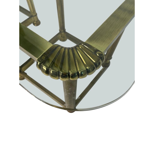 1950's Brass and Glass Side Tables with Shell Decoration - A Pair For Sale - Image 12 of 18