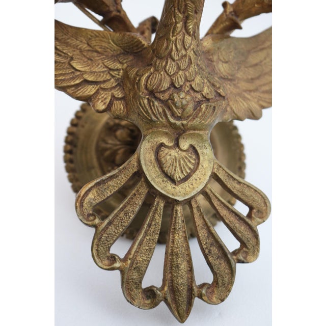 Antique Brass Eagle Wall Sconces, 1890s, Set of 2 For Sale - Image 5 of 15