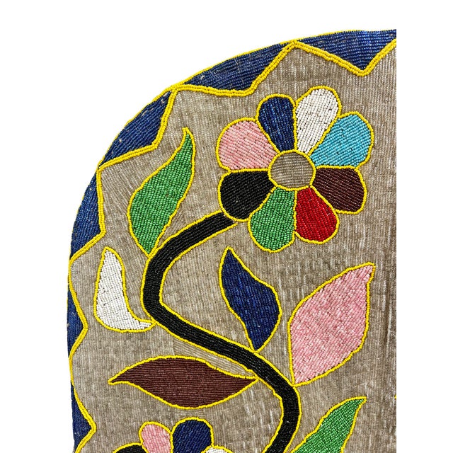 Early 21st Century Sand & Multi-Floral Vintage Yoruba Beaded Chair For Sale - Image 5 of 8