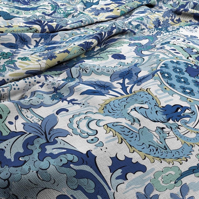 Contemporary Harlequin Shenlong Fabric in Celestial/Ink - a Sample For Sale - Image 3 of 3