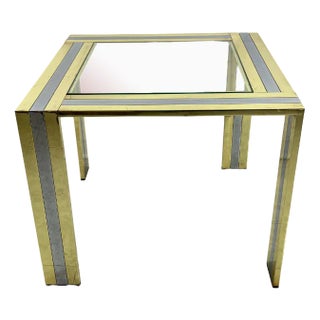 Coffee Table in Brass and Chromed Metal, 1970s For Sale