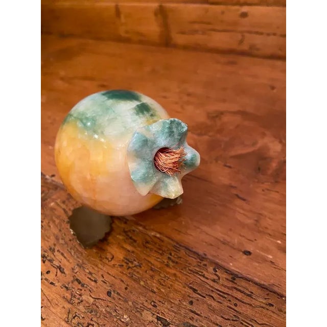 Vintage Alabaster Stone & Brass Pomegranate. Beautiful coloring. I do not know what the "fuzzies" are made from - but...
