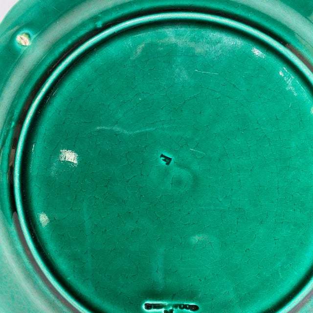 1920s French Metallica Green Plate With Sunflower Design For Sale - Image 4 of 6