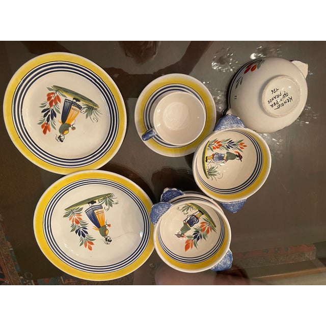 1950s 1950s Mid-Century Modern Henriot Quimper Breton Folk Dinnerware Collection - 33 Piece Set For Sale - Image 5 of 13