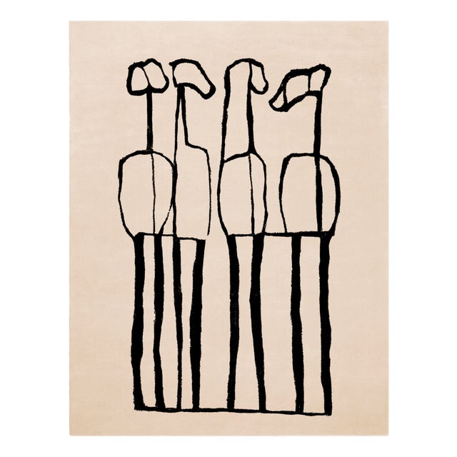 Modern Black and White Rectangular Sapien Rug by Tapis Studio for Hommés Studio For Sale