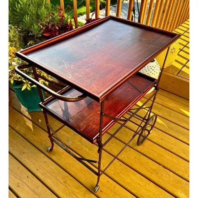 Early 1900s Industrial, Two-Tier Bar Cart by Fulton Manufacturing Co., Bay City, Michigan For Sale - Image 4 of 12