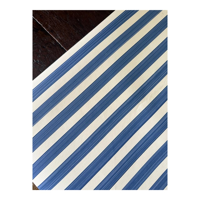 2 Rolls of Farrow & Ball Wallpaper Closet Stripe in Blue 364 For Sale