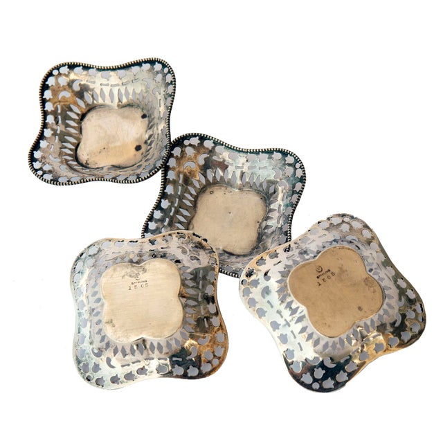 Early 20th Century Early 20th Century Tiny Sterling Silver Square Trays- Set of 4 For Sale - Image 5 of 7