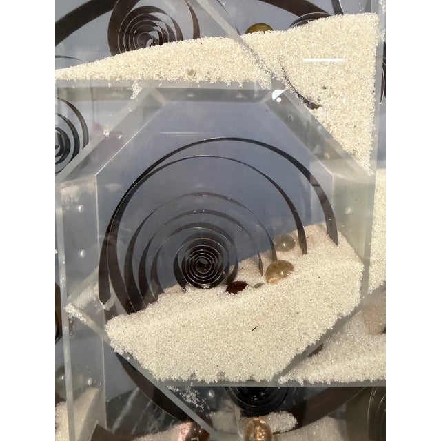 Mid-Century Modern 1970s Ann Wiseman Kinetic Sand Fountain Sculpture in Walnut, Lucite, and Brass For Sale - Image 3 of 9
