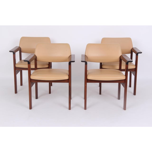 Danish Armchairs with Light Leather Upholstery from Sibast Furniture, 1960s, Set of 4 For Sale - Image 9 of 15