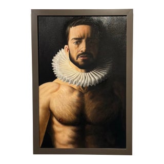 Painting of a Man in an Elizabethan Collar by Brad Erickson For Sale