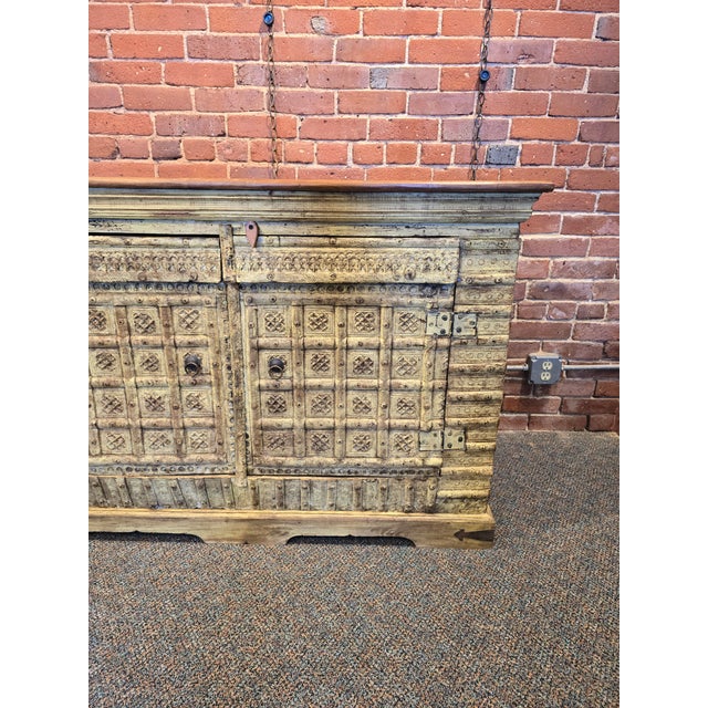 2000 - 2009 Handcarved Reclaimed Wood Sideboard For Sale - Image 5 of 9
