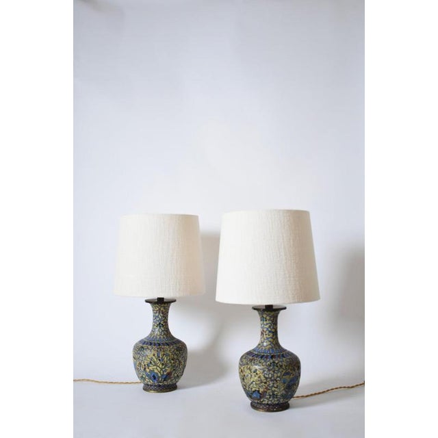Yellow Background Cloisonnés, Set of 2 For Sale - Image 6 of 6