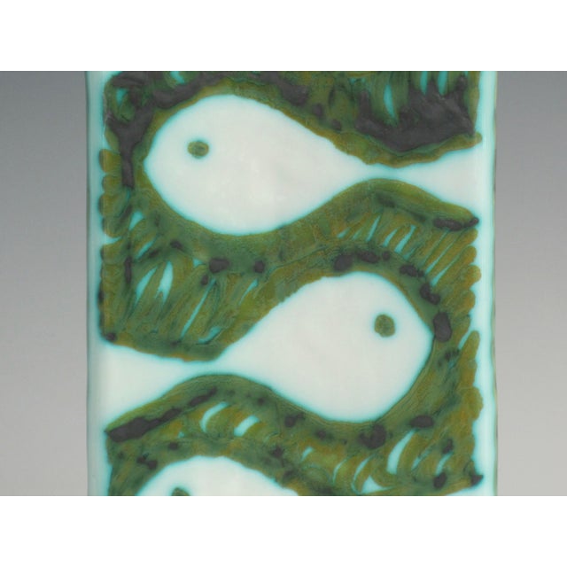 Green 1960s Alessio Tasca for Raymor Double Sided Rectangular Ceramic Vase For Sale - Image 8 of 12