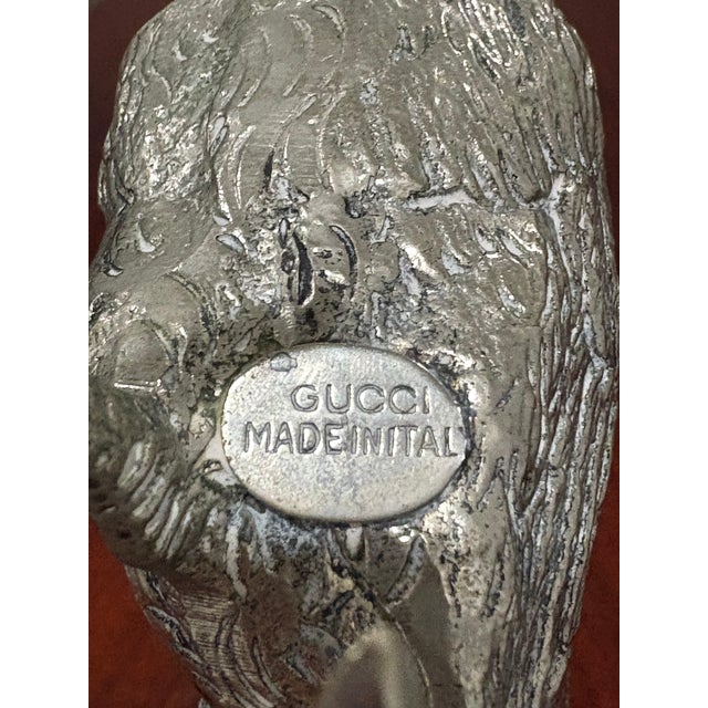 Sculpture Materials Vintage Gucci Italy Silver-Tone Pheasant Figurine For Sale - Image 7 of 7