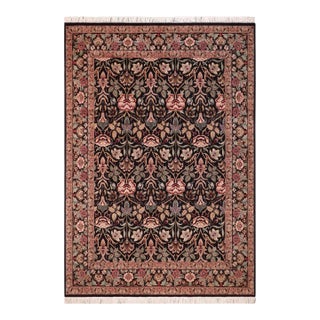 Floral 1990's Pak-Persian Black/Brown Wool Rug - 8'2'' X 10'3'' For Sale