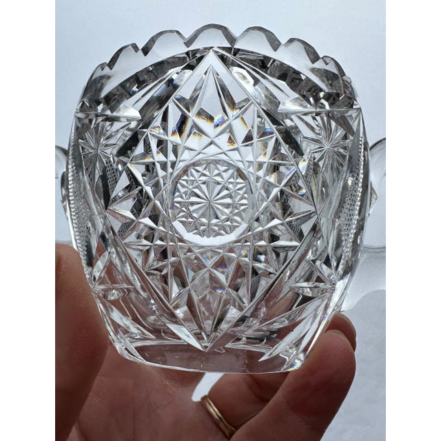 Antique hand cut crystal sugar and creamer set from the American Brilliant Period. Central hobstar motif with fans, stars,...