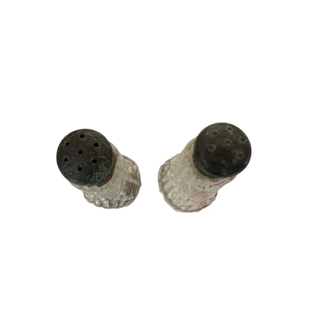 Art Deco Vintage Cut Crystal Glass Sterling Silver Salt Pepper Shakers For Sale - Image 3 of 8