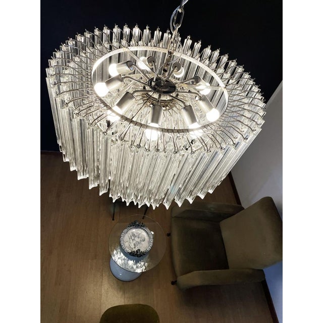 Large Triedri Murano Glass Chandelier, 1995 For Sale - Image 12 of 18