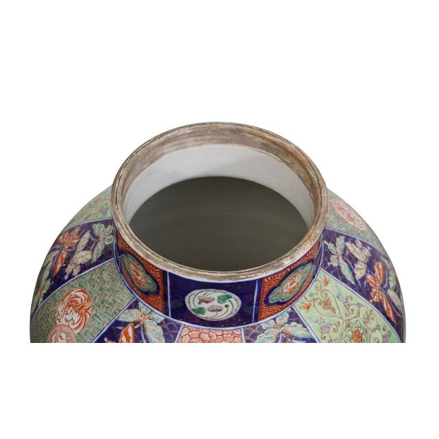 Late 19th Century Oversized Oriental Imari Vase With Landscape Panels For Sale - Image 9 of 10