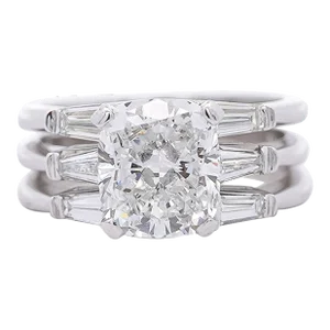 Igi Cert. 3.36 Carat E/Vs1 Lab Grown Diamond 3 Band Platinum Engagement Ring Size 6