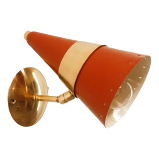 Red & Gold Adjustable Cone Sconce For Sale